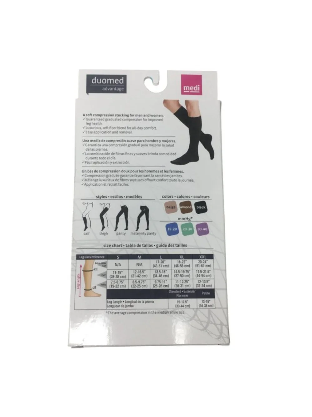 Duomed Advantage 20-30 mmHg Compression Stockings Beige Open Toe Medium NWOT